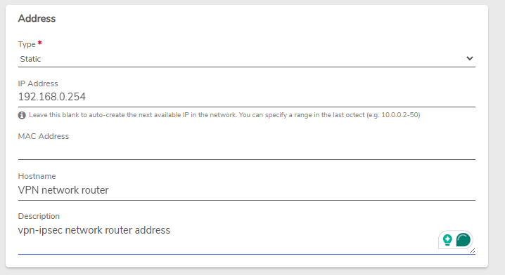 VPN Static Lease